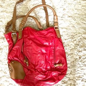 Red patent bag